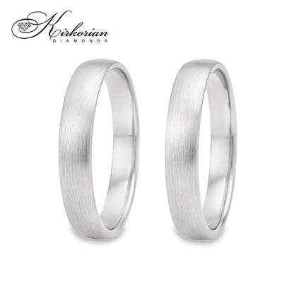 Матирани венчални халки от бяло злато 14k – 4 мм, комплект WRD042