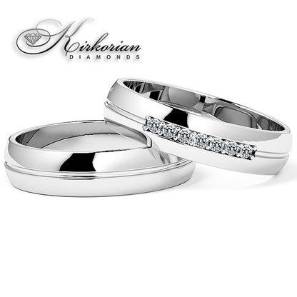 Венчални халки от бяло злато с диаманти 0.105ct – модел WRD081