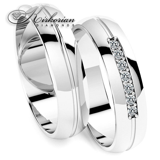 Венчални халки от бяло злато с диаманти 0.105ct – модел WRD081