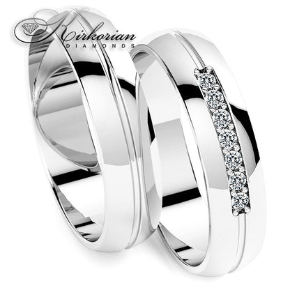 Венчални халки от бяло злато с диаманти 0.105ct – модел WRD081