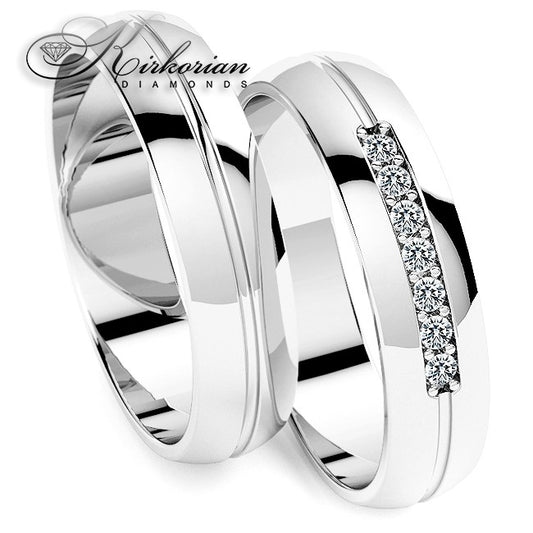 Венчални халки от бяло злато с диаманти 0.105ct – модел WRD081