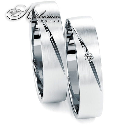 Венчални халки от бяло злато с диамант 0.015ct – модел WRD082