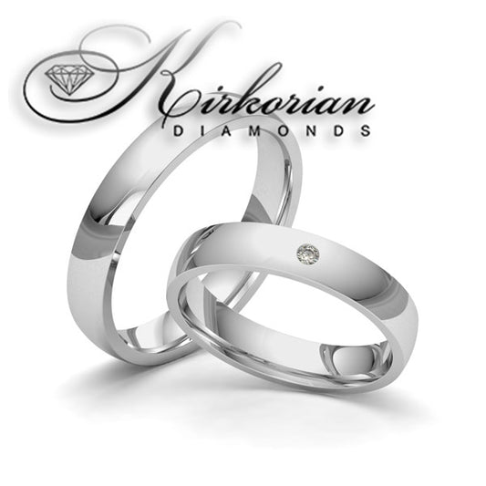 Класически венчални халки от злато с диамант 0.02ct – модел WRD083