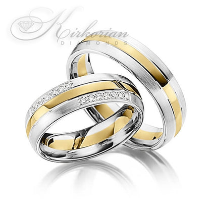 Венчални халки от бяло, жълто или розово злато с диаманти 0.21ct – модел WRD086