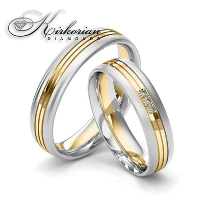 Венчални халки от бяло и жълто или розово злато с диаманти 0.045ct – модел WRD088