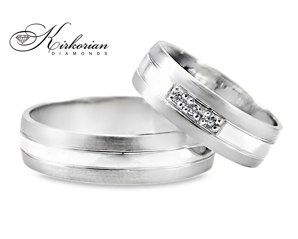 Брачни халки от бяло и жълто злато с диаманти 0.045ct – модел WRD097