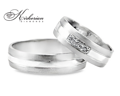 Брачни халки от бяло и жълто злато с диаманти 0.045ct – модел WRD097