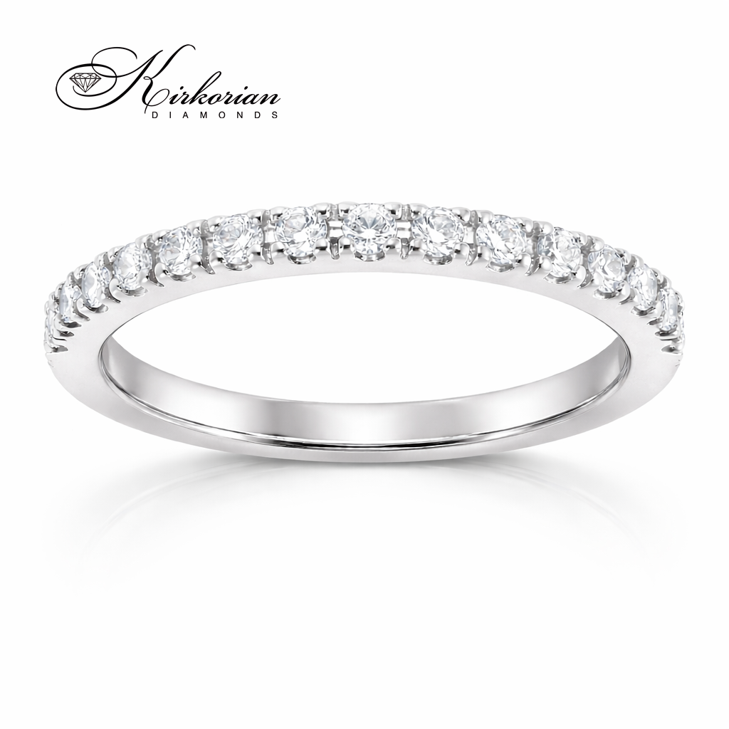 венчална халка с диаманти от бяло злато 14K 0.225 ct елегантна диамантена брачна халка