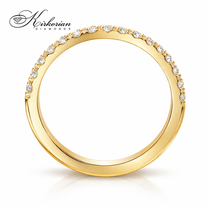 венчална халка от жълто злато 14K с диаманти 0.225 ct луксозна брачна халка