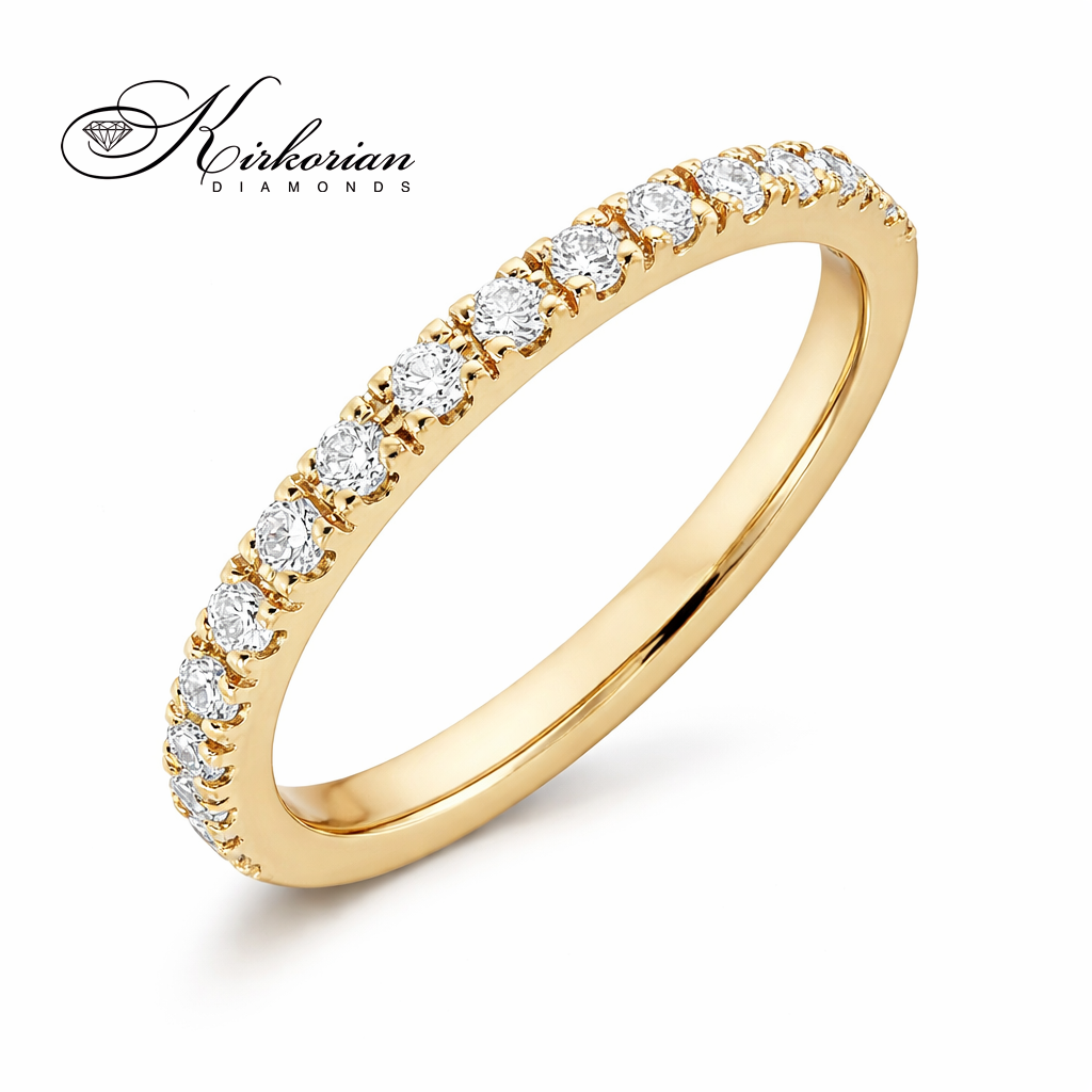 луксозна венчална халка от жълто злато 14K с диаманти 0.225 ct дамска брачна халка