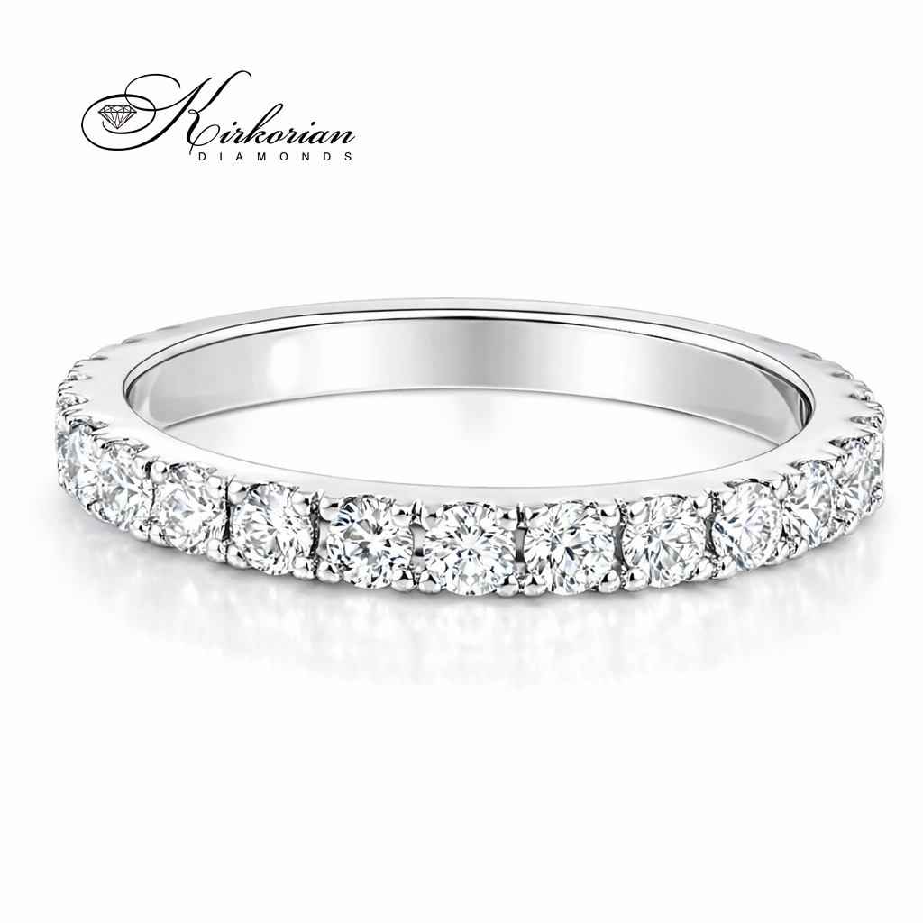 венчална халка от бяло злато 14K с диаманти 0.88 ct луксозна халка с брилянтни диаманти