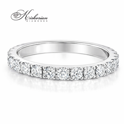 венчална халка от бяло злато 14K с диаманти 0.88 ct луксозна халка с брилянтни диаманти