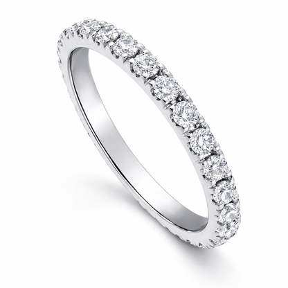 диамантена венчална халка 0.88 ct от бяло злато 14 карата елегантна брачна халка