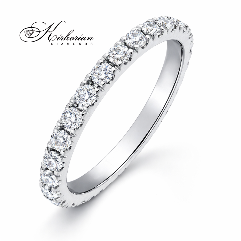 луксозна венчална халка с диаманти 0.88 ct от бяло злато 14K дамска брачна халка