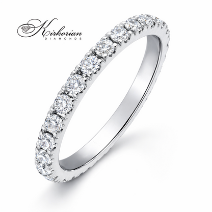 луксозна венчална халка с диаманти 0.88 ct от бяло злато 14K дамска брачна халка