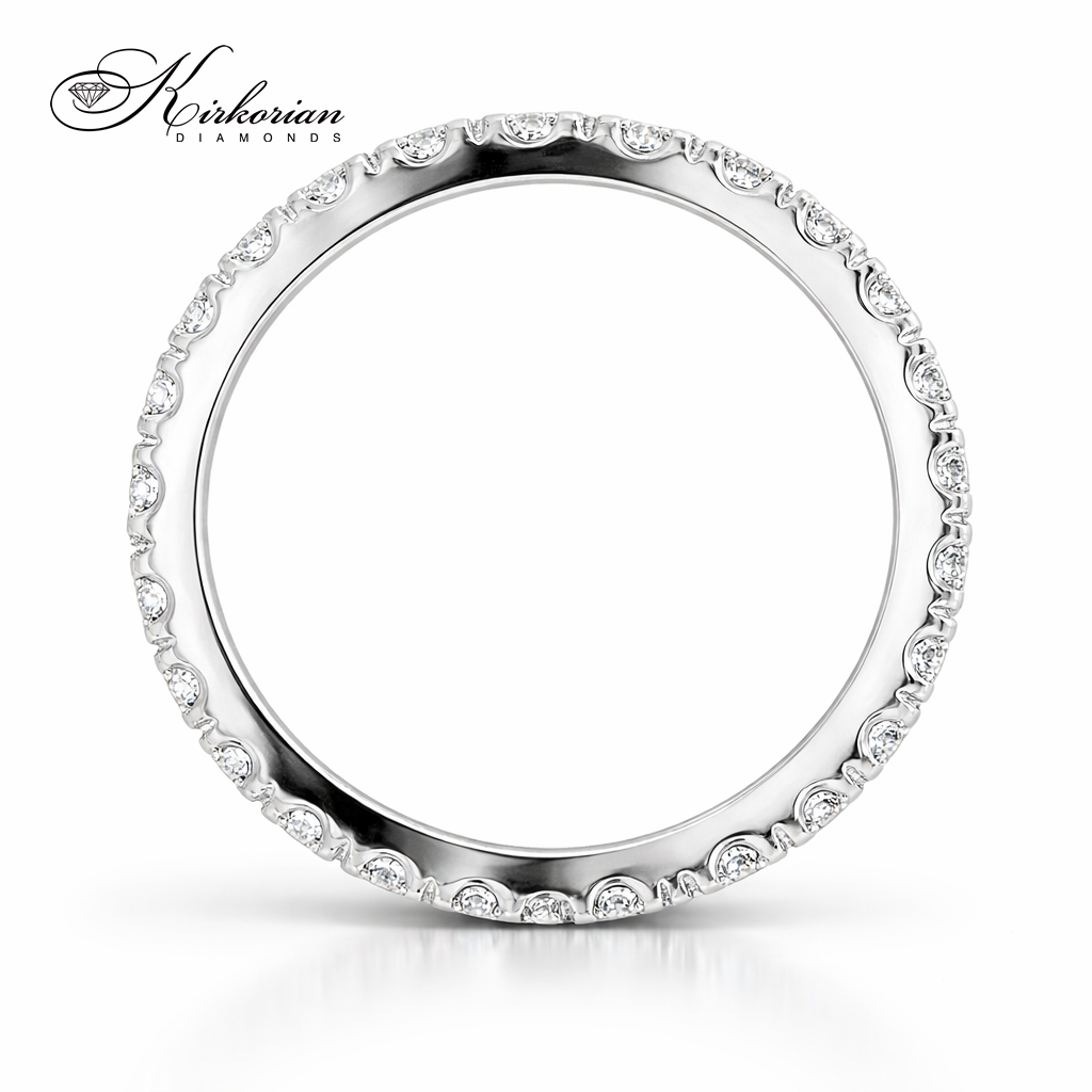 профил на венчална халка от бяло злато 14K с диаманти 0.88 ct диамантена брачна халка