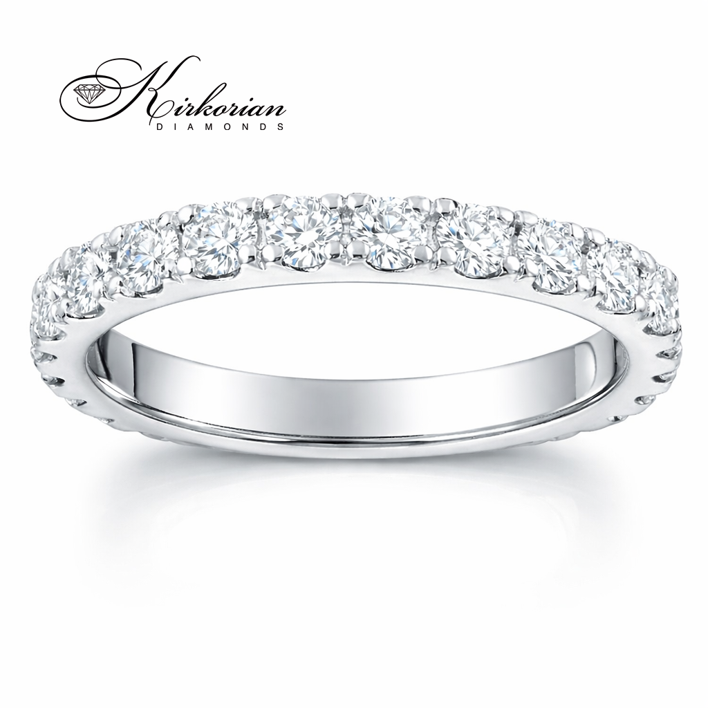 брачна халка от бяло злато 14K с диаманти 0.88 ct луксозна диамантена халка