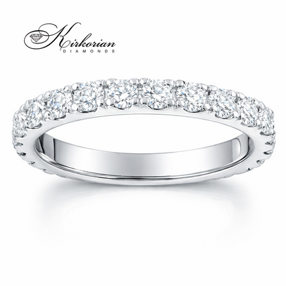 брачна халка от бяло злато 14K с диаманти 0.88 ct луксозна диамантена халка
