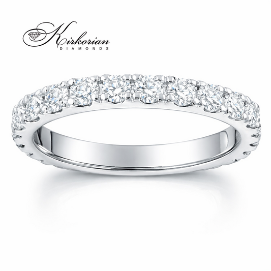 брачна халка от бяло злато 14K с диаманти 0.88 ct луксозна диамантена халка