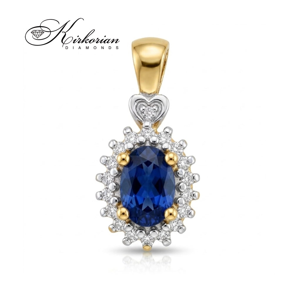 Луксозна висулка със сапфир и диаманти 0.70 ct | 14К жълто злато | Код ZS0312