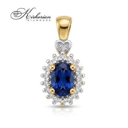 Луксозна висулка със сапфир и диаманти 0.70 ct | 14К жълто злато | Код ZS0312