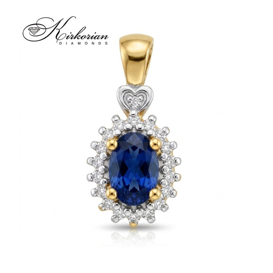 Луксозна висулка със сапфир и диаманти 0.70 ct | 14К жълто злато | Код ZS0312