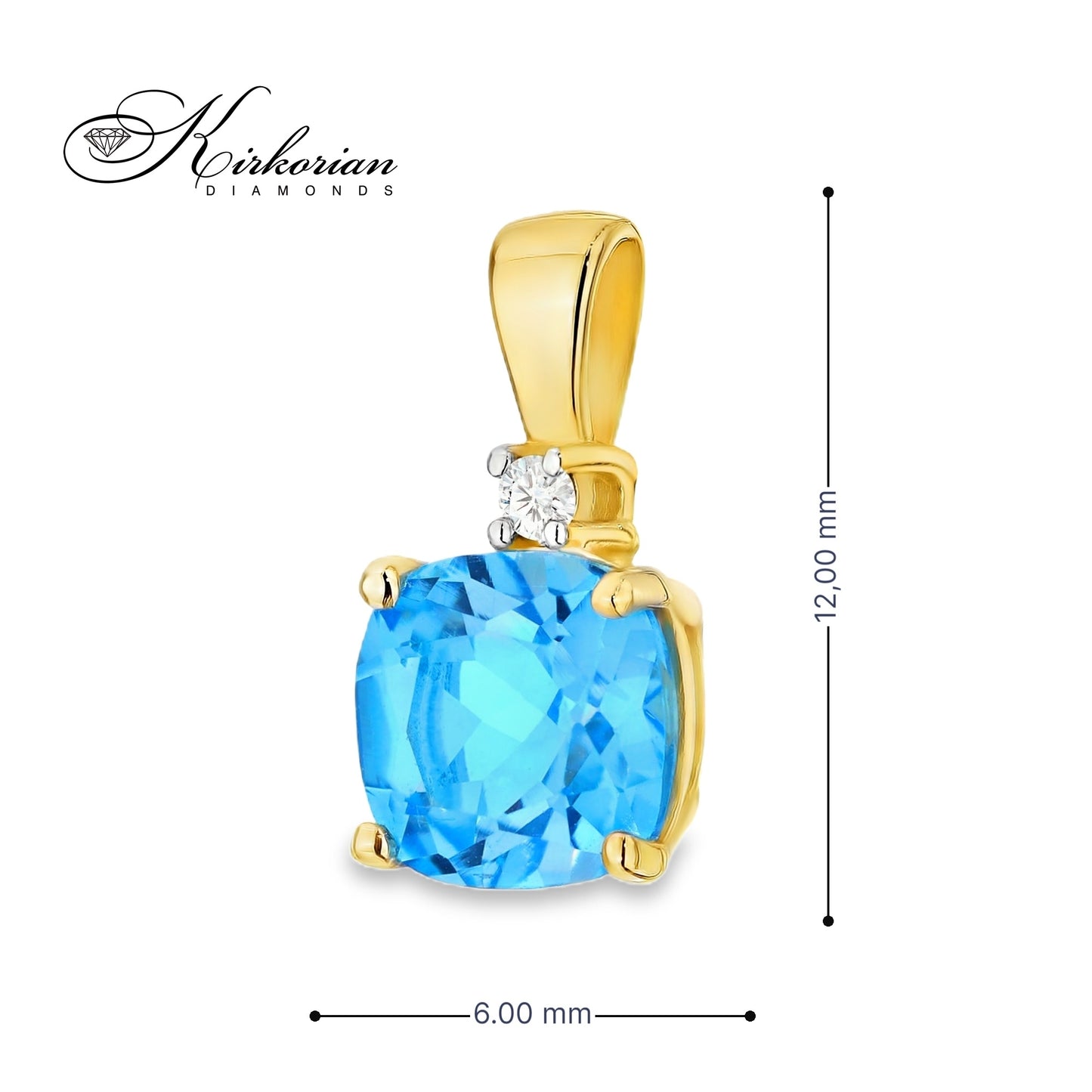 Колие от жълто злато 14К с швейцарски топаз и диамант 0.014 ct – изискан лукс на достъпна цена