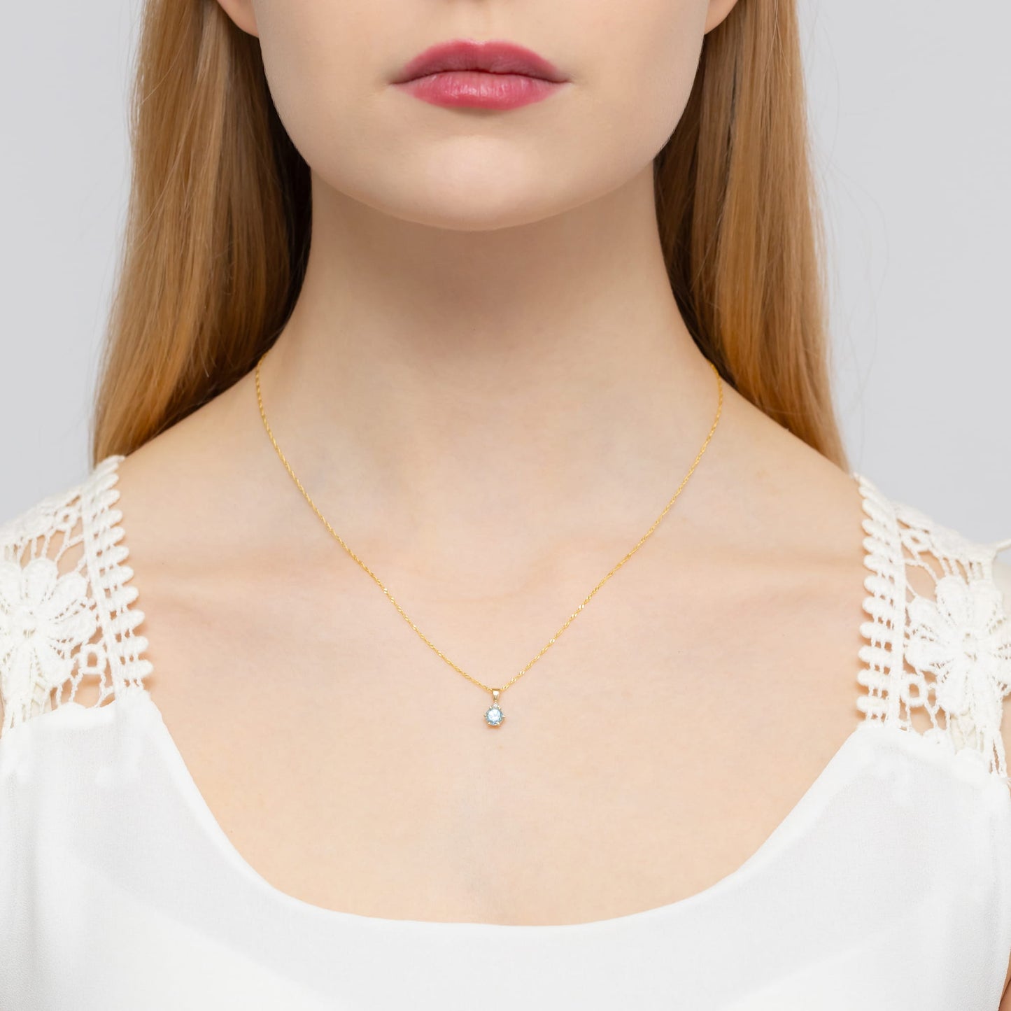 Колие от жълто злато 14К с топаз 0.50 ct и диамант 0.015 ct | Цени от производител | Kirkorian Diamonds