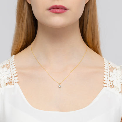 Колие от жълто злато 14К с топаз 0.50 ct и диамант 0.015 ct | Цени от производител | Kirkorian Diamonds