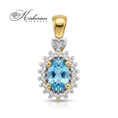 Висулка от жълто злато 14К с топаз 0.50ct и диаманти 0.095 ct | Елегантен дизайн | Код: ZT0312
