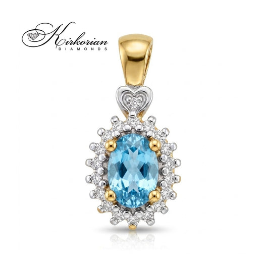 Висулка от жълто злато 14К с топаз 0.50ct и диаманти 0.095 ct | Елегантен дизайн | Код: ZT0312