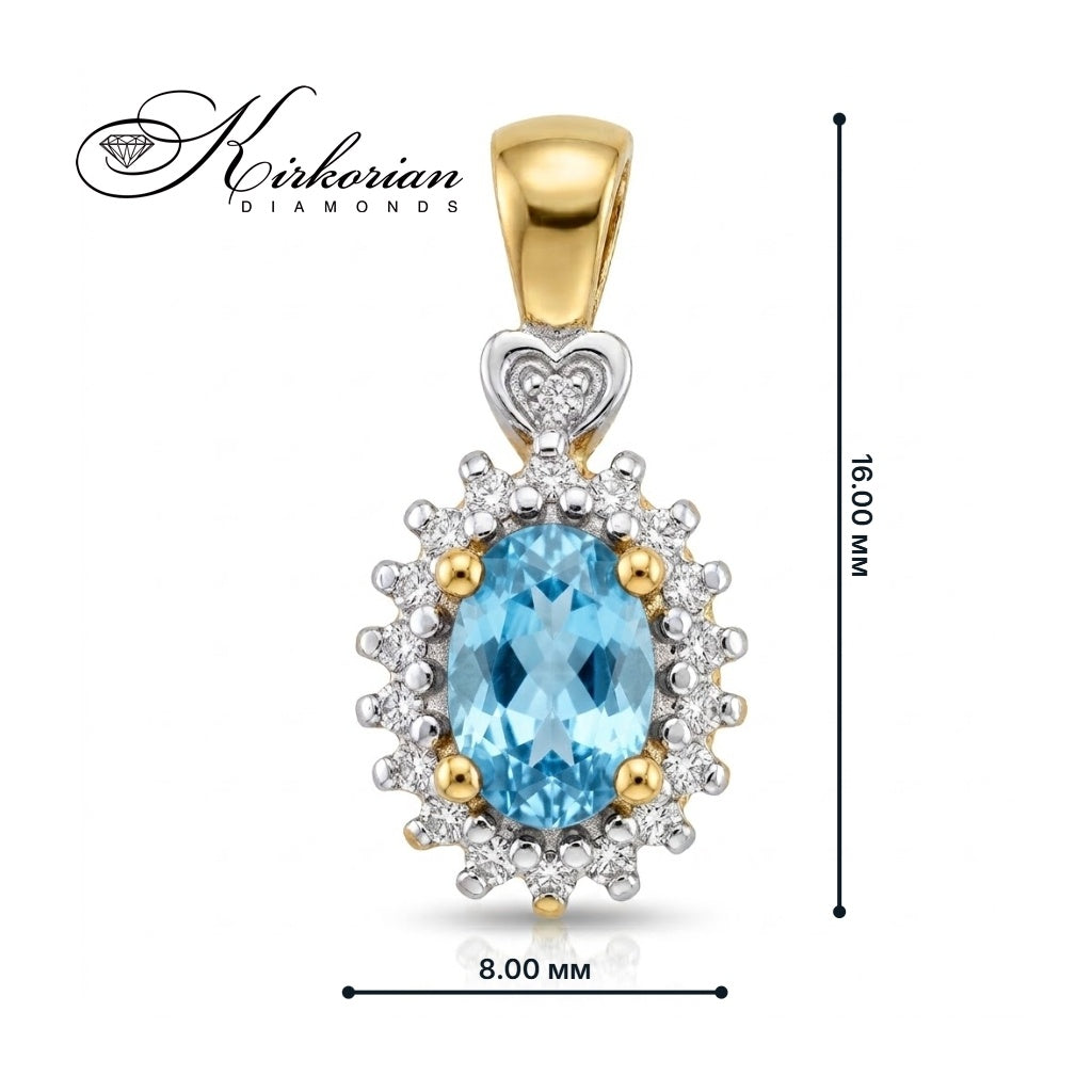 Висулка от жълто злато 14К с топаз 0.50ct и диаманти 0.095 ct | Елегантен дизайн | Код: ZT0312