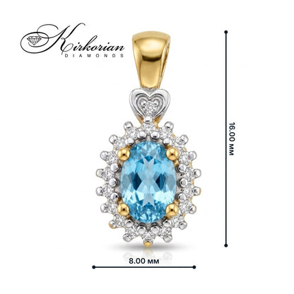 Висулка от жълто злато 14К с топаз 0.50ct и диаманти 0.095 ct | Елегантен дизайн | Код: ZT0312