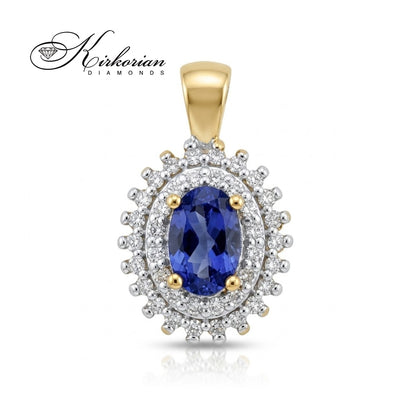 Златна висулка от жълто злато 14К с топаз London Blue 0,50 ct и диаманти 0,19 ct | ZTLB0303