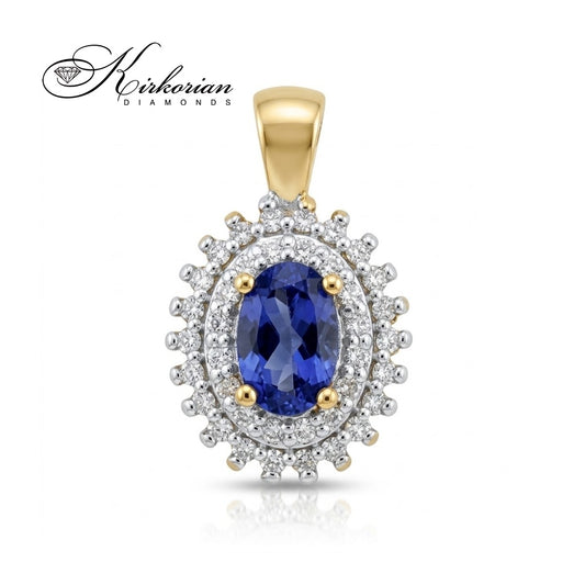 Златна висулка от жълто злато 14К с топаз London Blue 0,50 ct и диаманти 0,19 ct | ZTLB0303