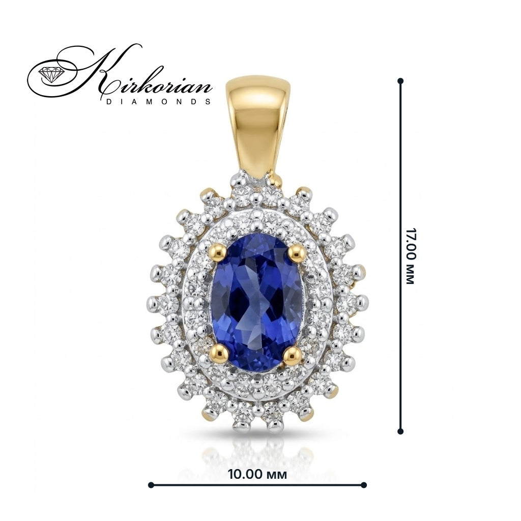 Златна висулка от жълто злато 14К с топаз London Blue 0,50 ct и диаманти 0,19 ct | ZTLB0303