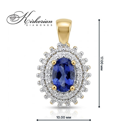 Златна висулка от жълто злато 14К с топаз London Blue 0,50 ct и диаманти 0,19 ct | ZTLB0303