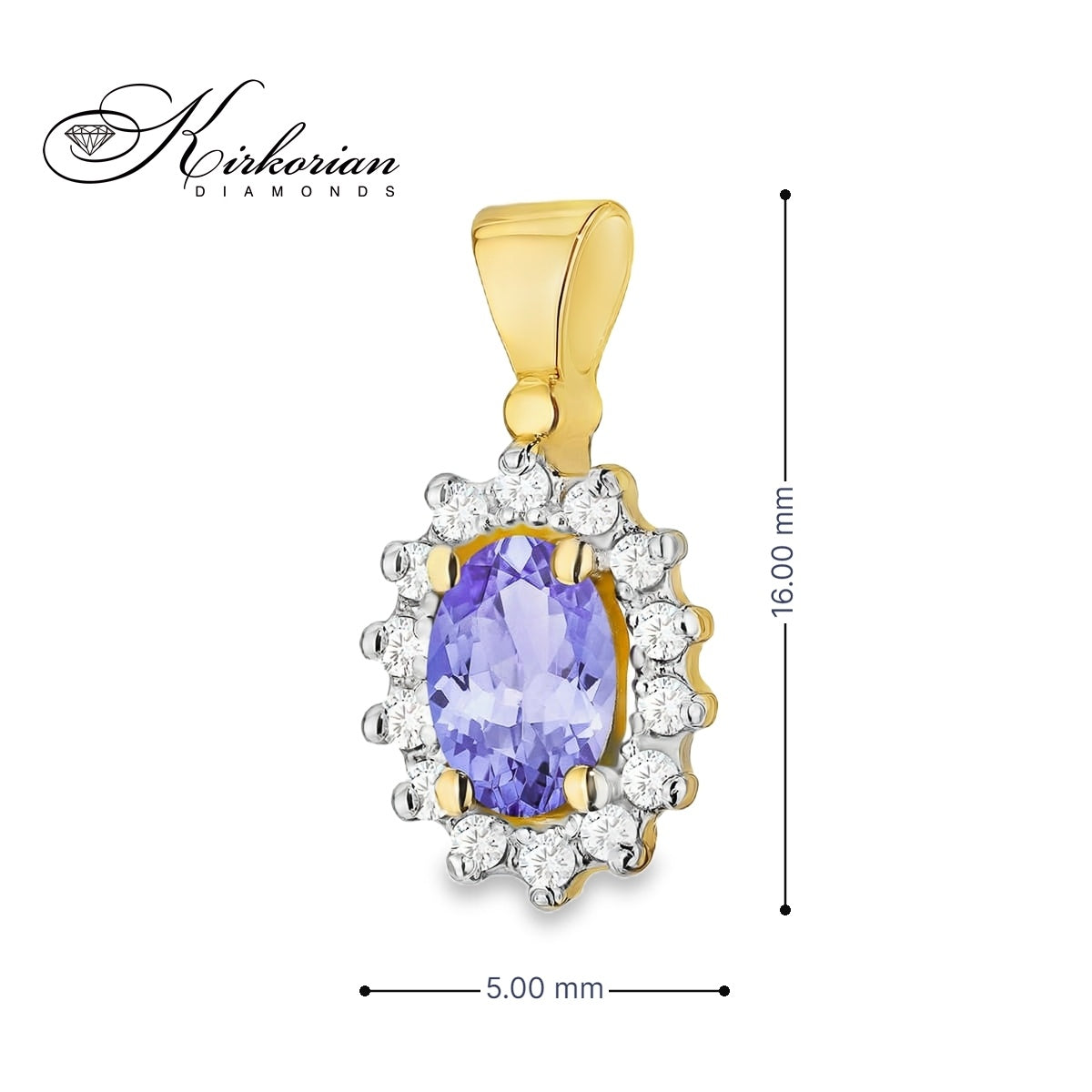 Златна висулка с танзанит: 0.40ct. и диаманти 0.12 ct | 14K жълто злато | Код ZTZ0182