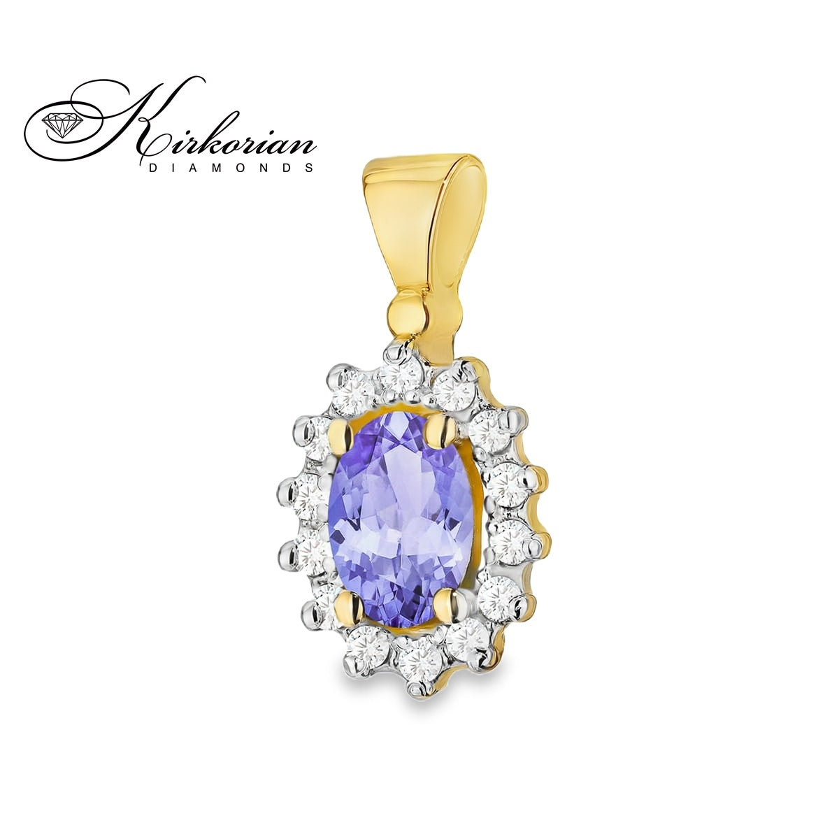 Златна висулка с танзанит: 0.40ct. и диаманти 0.12 ct | 14K жълто злато | Код ZTZ0182