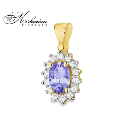 Златна висулка с танзанит: 0.40ct. и диаманти 0.12 ct | 14K жълто злато | Код ZTZ0182