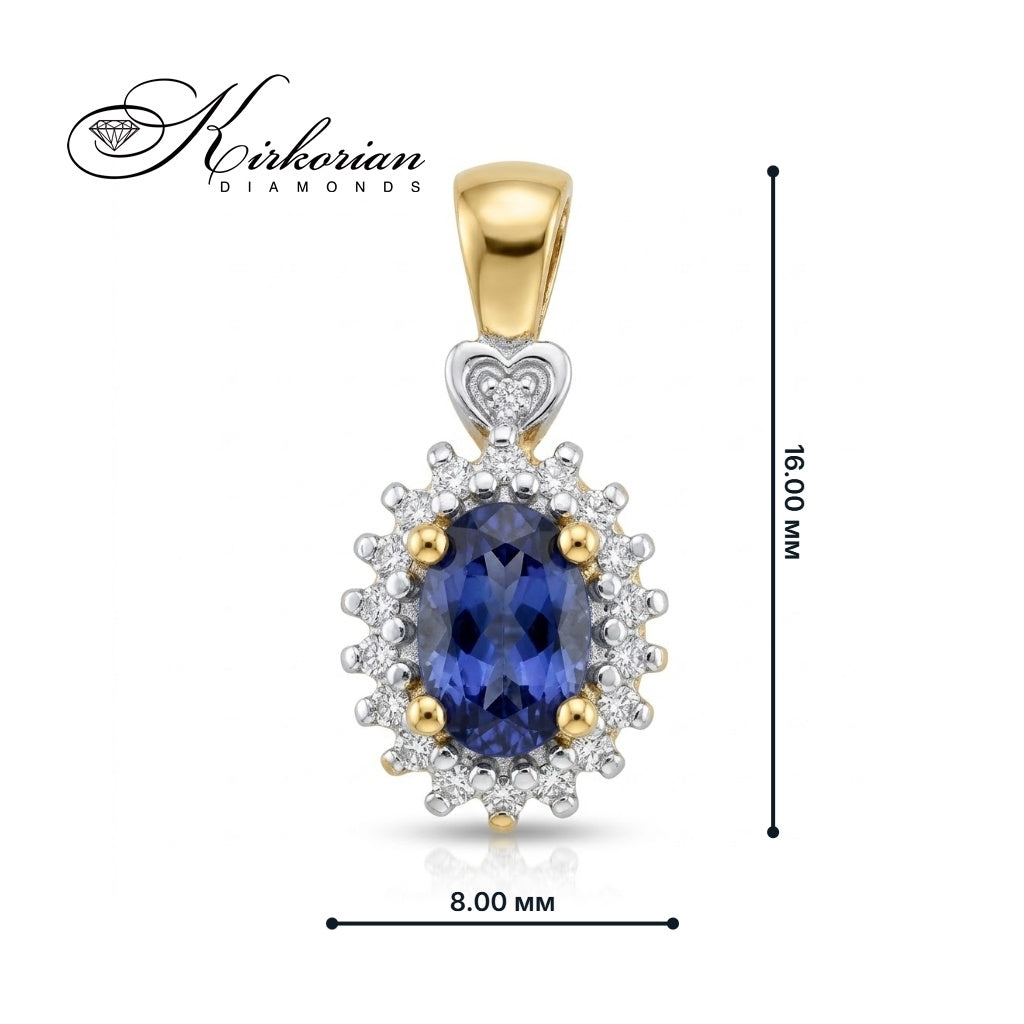 14K yellow gold pendant with tanzanite and diamonds – ZTZ0312, luxury packaging, ready for gifting