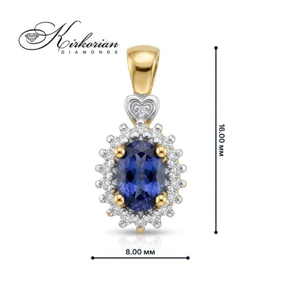 14K yellow gold pendant with tanzanite and diamonds – ZTZ0312, luxury packaging, ready for gifting