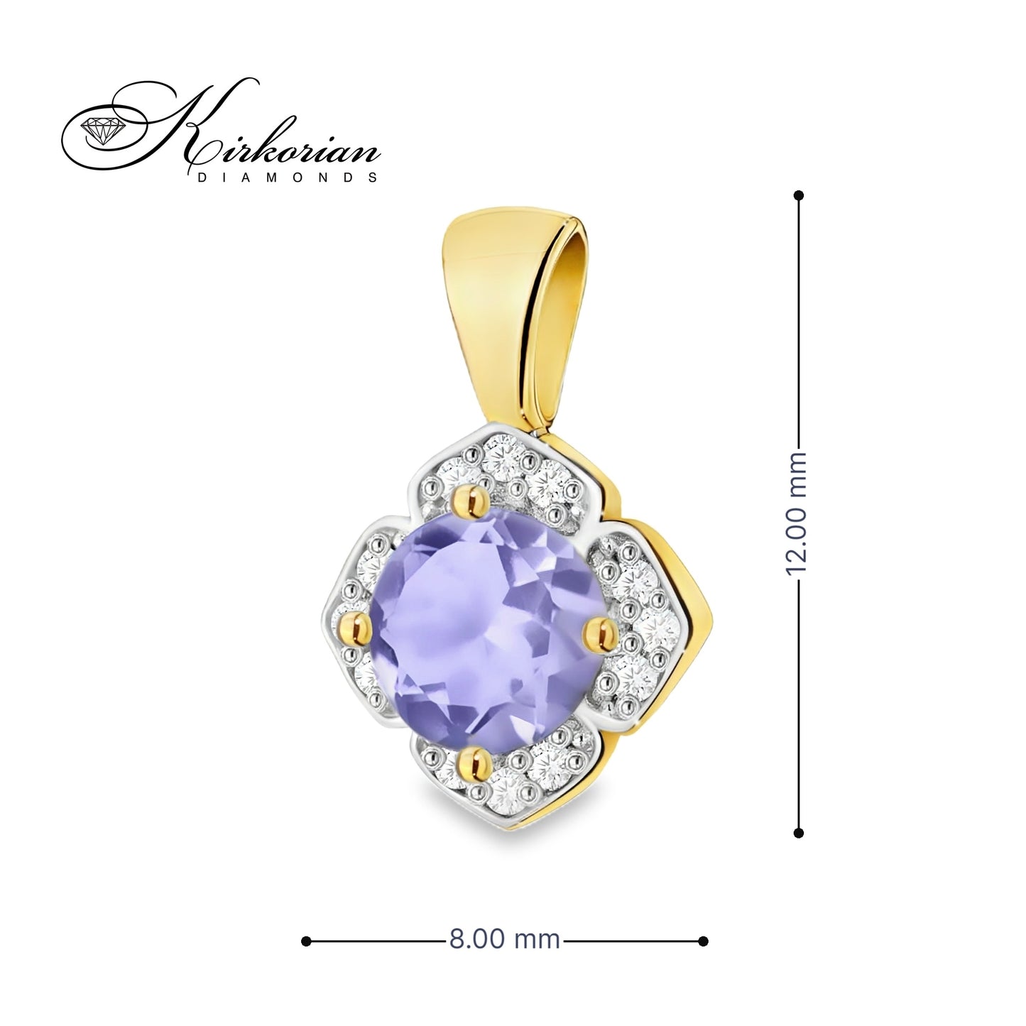 Висулка от жълто злато 14К с танзанит 0.50 ct и диаманти 0.06 ct – ZTZ0571 | Луксозна изработка на достъпна цена