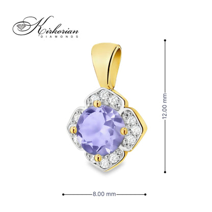 Висулка от жълто злато 14К с танзанит 0.50 ct и диаманти 0.06 ct – ZTZ0571 | Луксозна изработка на достъпна цена