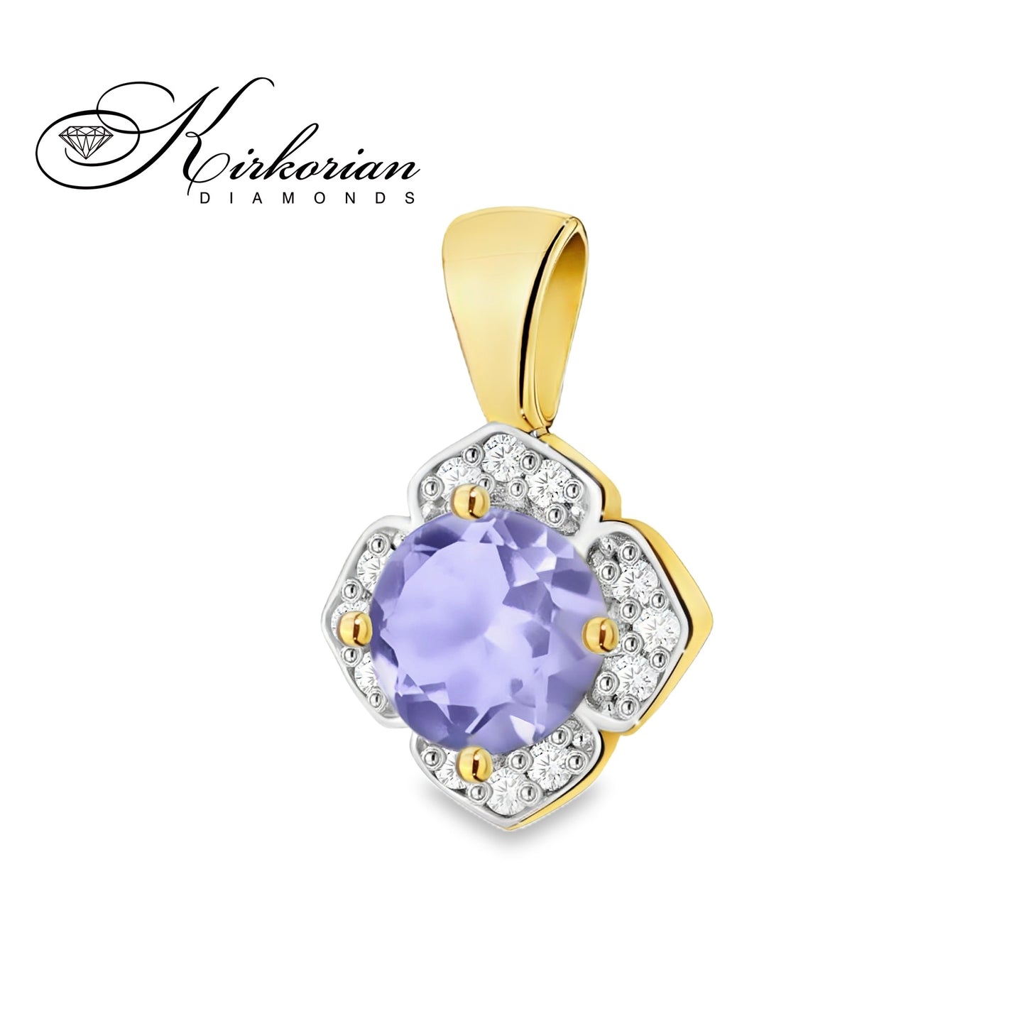 Висулка от жълто злато 14К с танзанит 0.50 ct и диаманти 0.06 ct – ZTZ0571 | Луксозна изработка на достъпна цена