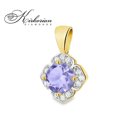 Висулка от жълто злато 14К с танзанит 0.50 ct и диаманти 0.06 ct – ZTZ0571 | Луксозна изработка на достъпна цена