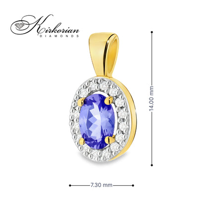 Висулка от жълто злато 14К с танзанит 0.40 ct и диаманти 0.08 ct – код ZTZ0574