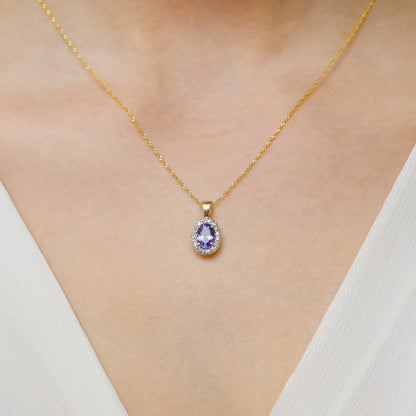 Висулка от жълто злато 14К с танзанит 0.40 ct и диаманти 0.08 ct – код ZTZ0574