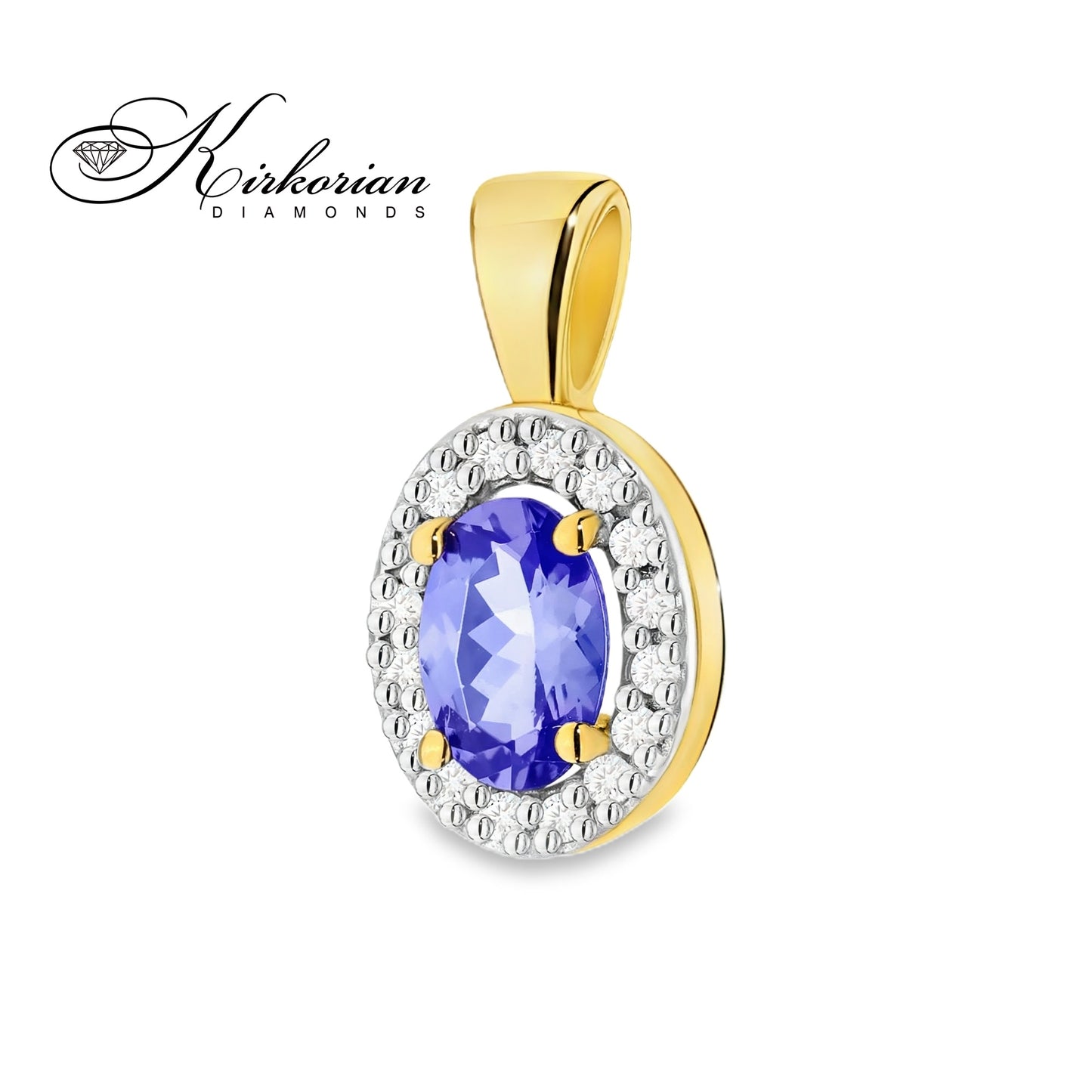 Висулка от жълто злато 14К с танзанит 0.40 ct и диаманти 0.08 ct – код ZTZ0574