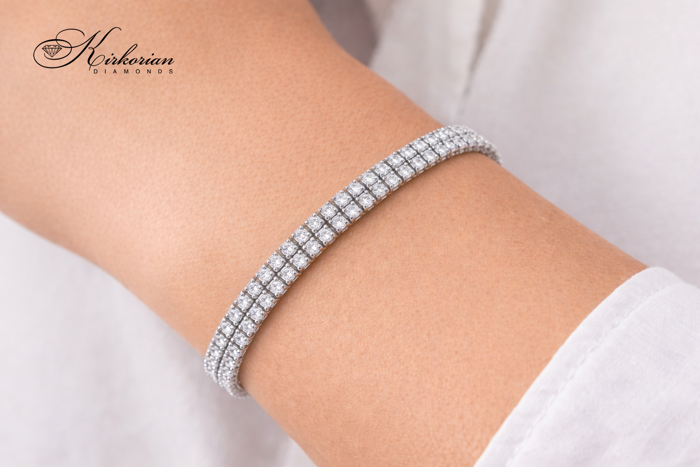 Тенис гривна от бяло злато 14К с естествени диаманти 3.00 ct